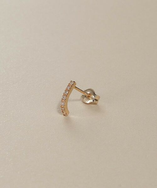 COCOSHNIK / ココシュニック ピアス・イヤリング | K10ダイヤモンド カーブライン スタッドピアス細 | 詳細2