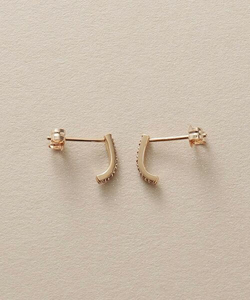 COCOSHNIK / ココシュニック ピアス・イヤリング | K10ダイヤモンド カーブライン スタッドピアス細 | 詳細4