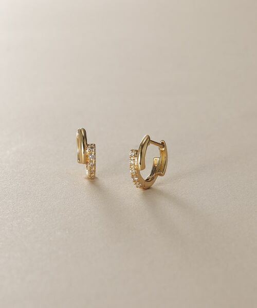 COCOSHNIK / ココシュニック ピアス・イヤリング | K18ダイヤモンド オーバーラップ ワンタッチピアス | 詳細1