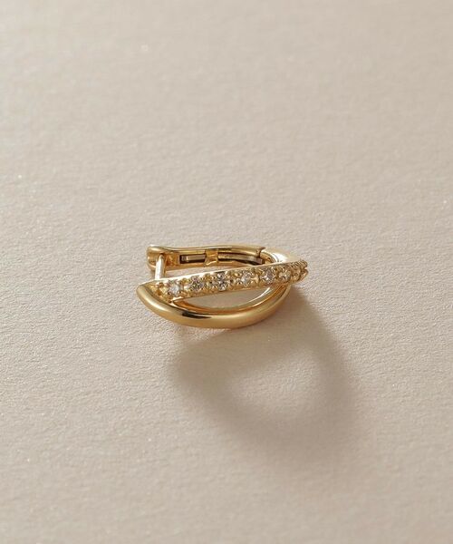 COCOSHNIK / ココシュニック ピアス・イヤリング | K18ダイヤモンド クロスライン ワンタッチピアス | 詳細2