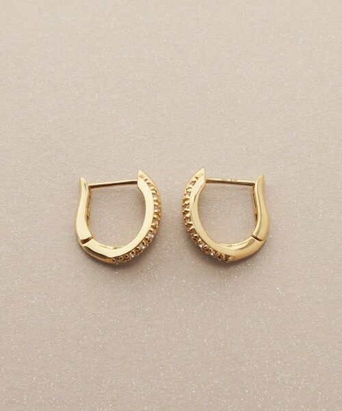 COCOSHNIK / ココシュニック ピアス・イヤリング | K18ダイヤモンド クロスライン ワンタッチピアス | 詳細3