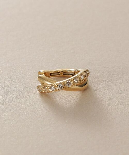 COCOSHNIK / ココシュニック ピアス・イヤリング | K18ダイヤモンド Xライン ワンタッチピアス | 詳細2