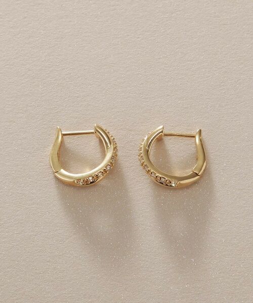 COCOSHNIK / ココシュニック ピアス・イヤリング | K18ダイヤモンド Xライン ワンタッチピアス | 詳細3
