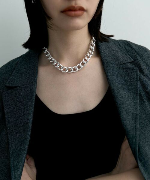 COCOSHNIK / ココシュニック ネックレス・ペンダント・チョーカー | シルバー デザインチェーン ホロウボリュームカーブネックレス | 詳細7