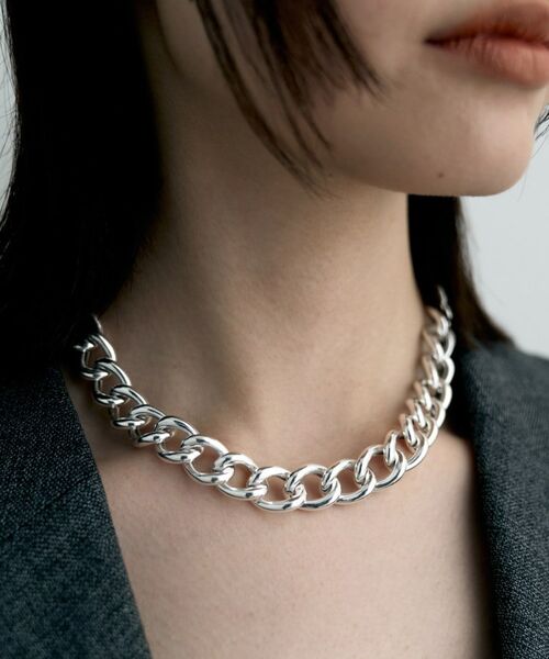 COCOSHNIK / ココシュニック ネックレス・ペンダント・チョーカー | シルバー デザインチェーン ホロウボリュームカーブネックレス | 詳細8