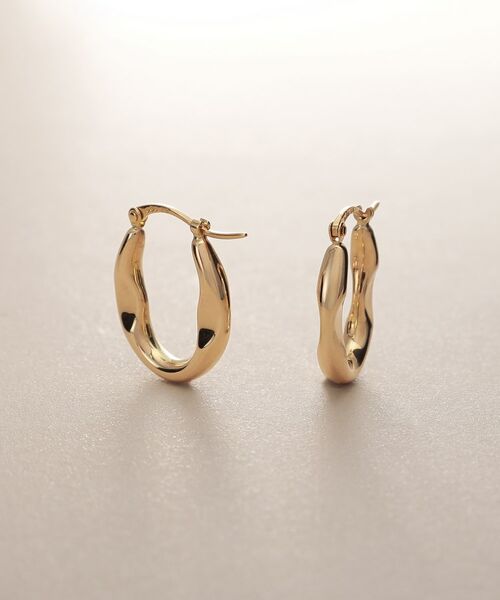 COCOSHNIK / ココシュニック ピアス・イヤリング | K10中空クラッシュ フープピアス | 詳細4