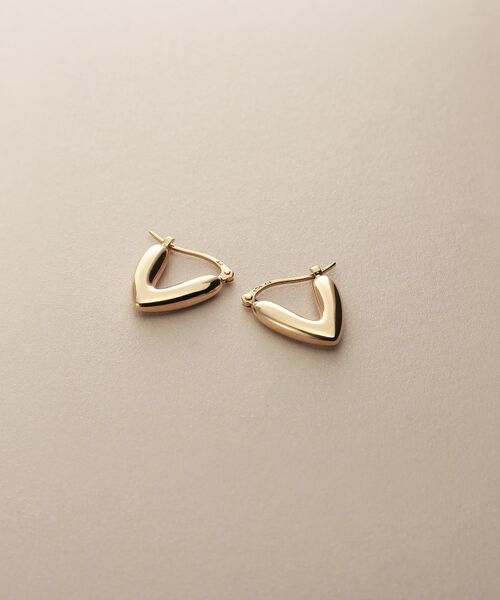 COCOSHNIK / ココシュニック ピアス・イヤリング | K10中空ハートシェイプ フープピアス | 詳細1