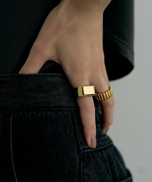 COCOSHNIK / ココシュニック リング | シルバー バケットカット シグネットリング GP | 詳細7