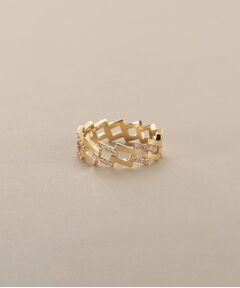COCOSHNIK / ココシュニック リング | K10ダイヤモンド ダブルダイアゴナルライン リング