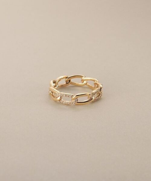 COCOSHNIK/ココシュニック K10ダイヤモンド キヘイチェーンモチーフ リング イエローゴールド(104) 12