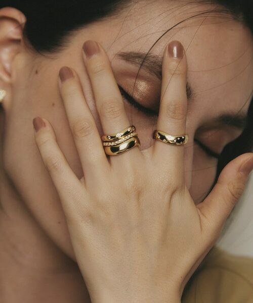 COCOSHNIK / ココシュニック リング | K18ウェーブラインドット リング太 | 詳細9