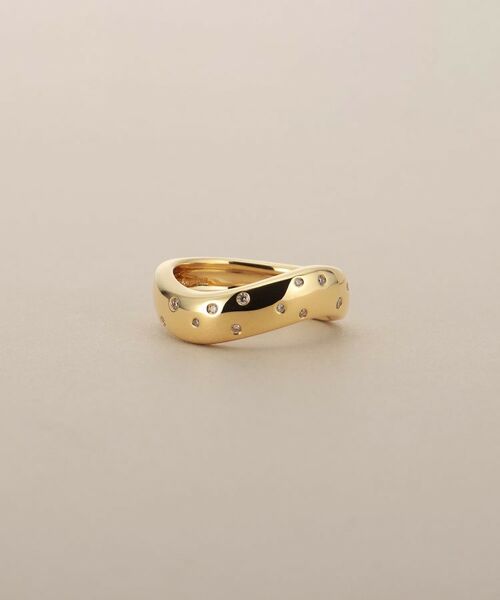 COCOSHNIK/ココシュニック K18ウェーブラインドット リング太 イエローゴールド(104) 14 COCOSHNIK/ココシュニック K18ウェーブラインドット リング太 イエローゴールド(104) 14