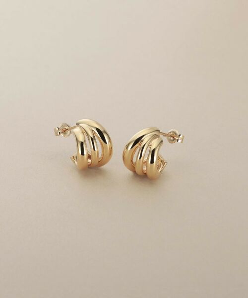 COCOSHNIK / ココシュニック ピアス・イヤリング | K10トリプルカーブフープ スタッドピアス | 詳細1