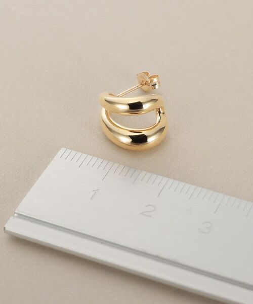 COCOSHNIK / ココシュニック ピアス・イヤリング | K10ダブルニュアンスフープ スタッドピアス | 詳細4