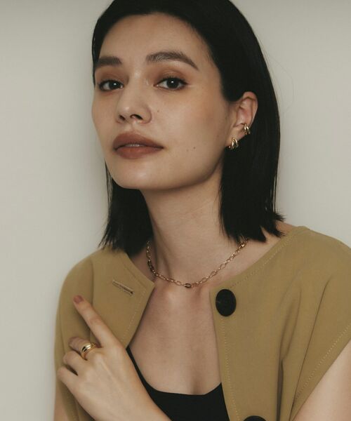 COCOSHNIK / ココシュニック ピアス・イヤリング | K10ダブルニュアンスフープ スタッドピアス | 詳細6