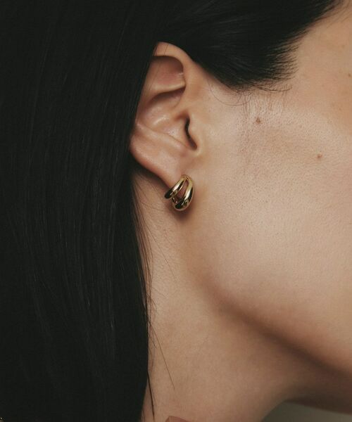 COCOSHNIK / ココシュニック ピアス・イヤリング | K10ダブルニュアンスフープ スタッドピアス | 詳細8