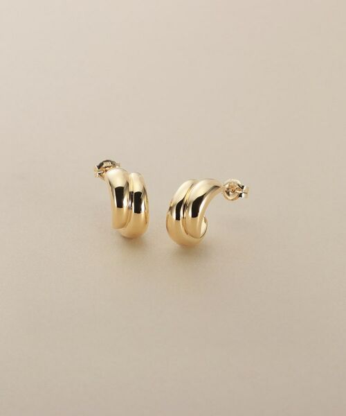 COCOSHNIK/ココシュニック K10プランプシフテッドフープ スタッドピアス イエローゴールド(100) 00