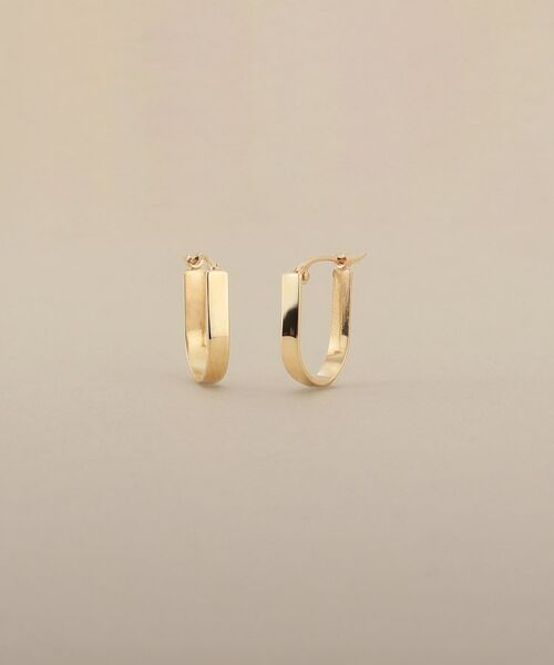 COCOSHNIK / ココシュニック ピアス・イヤリング | K10平打ち楕円 フープピアス | 詳細1