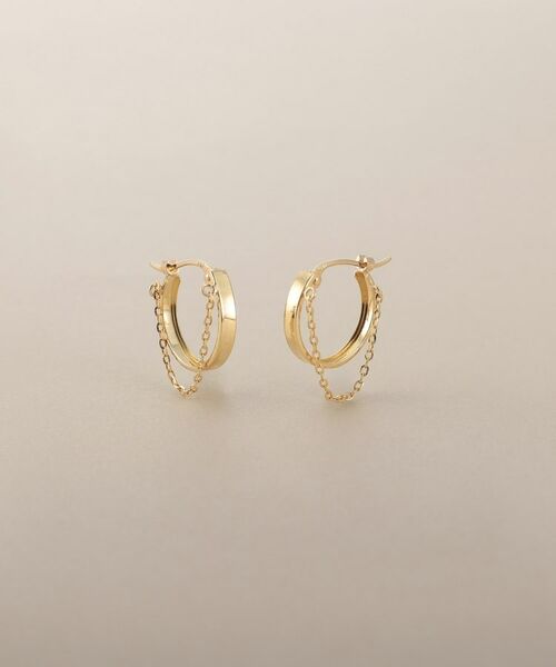 COCOSHNIK / ココシュニック ピアス・イヤリング | K10チェーンドレープ フープピアス | 詳細1