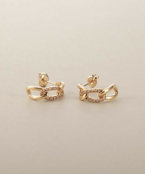 COCOSHNIK / ココシュニック ピアス・イヤリング | K10ダイヤモンド キヘイチェーンモチーフ スタッドピアス | 詳細2