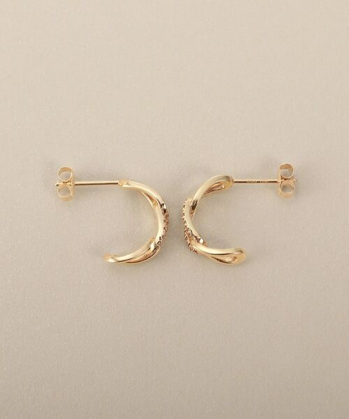 COCOSHNIK / ココシュニック ピアス・イヤリング | K10ダイヤモンド キヘイチェーンモチーフ スタッドピアス | 詳細4