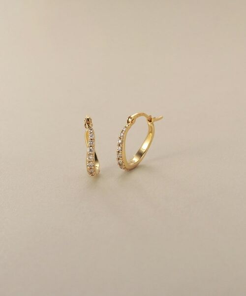 COCOSHNIK / ココシュニック ピアス・イヤリング | K10ダイヤモンド グラデカーブ フープピアス | 詳細1