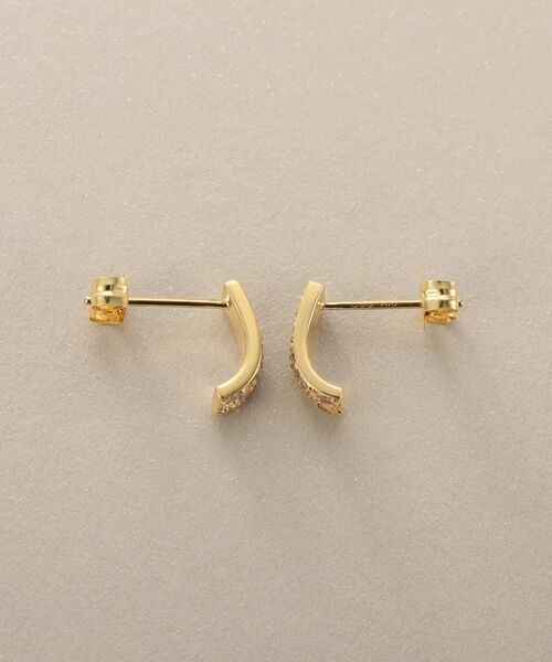 COCOSHNIK / ココシュニック ピアス・イヤリング | K18ダイヤモンド スクエアカーブライン スタッドピアス | 詳細3