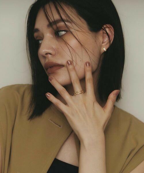 COCOSHNIK / ココシュニック ピアス・イヤリング | K18ダイヤモンド スクエアカーブライン スタッドピアス | 詳細6