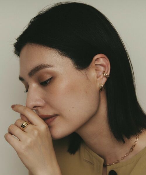 COCOSHNIK / ココシュニック ピアス・イヤリング | K10ニュアンスクロスライン イヤーカフ | 詳細6