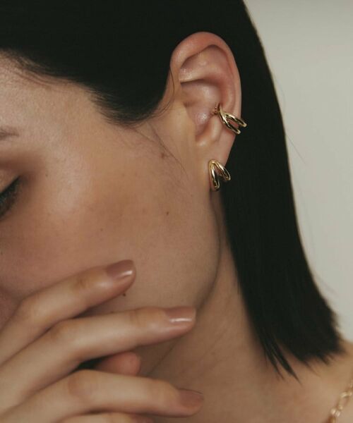 COCOSHNIK / ココシュニック ピアス・イヤリング | K10ニュアンスクロスライン イヤーカフ | 詳細7