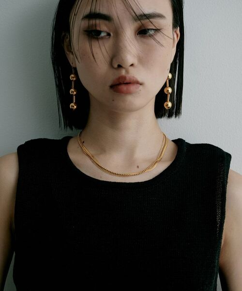 COCOSHNIK / ココシュニック ネックレス・ペンダント・チョーカー | シルバー コンビネーションチェーン フラットスネーク マリン ボールネックレスGP | 詳細7