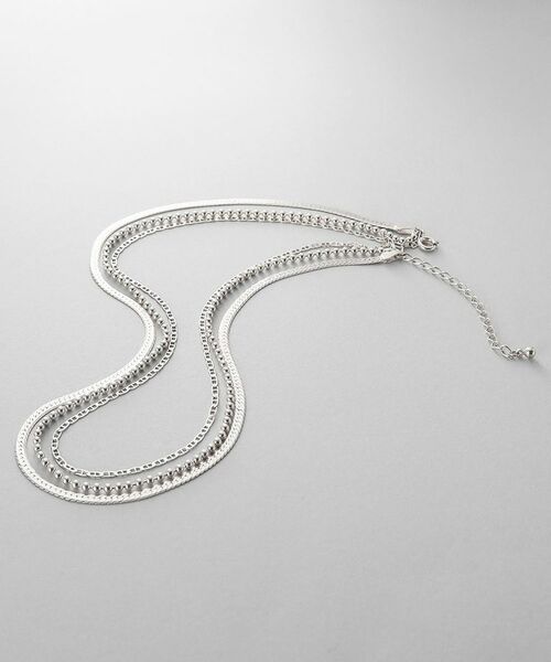 COCOSHNIK / ココシュニック ネックレス・ペンダント・チョーカー | シルバー コンビネーションチェーン フラットスネーク マリン ボールネックレス | 詳細1
