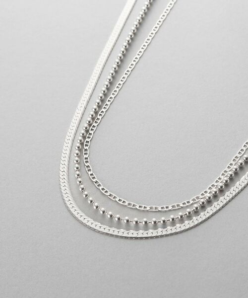 COCOSHNIK / ココシュニック ネックレス・ペンダント・チョーカー | シルバー コンビネーションチェーン フラットスネーク マリン ボールネックレス | 詳細2