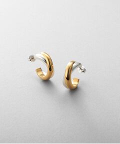 COCOSHNIK / ココシュニック ピアス・イヤリング | シルバー コンビカラー スモールフープ ダブルプランプピアス