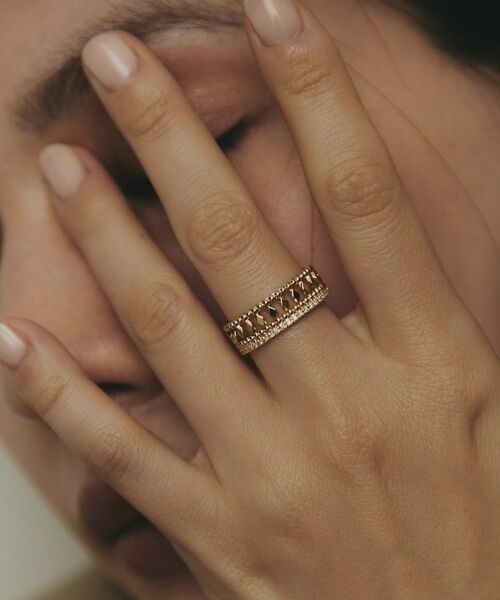 COCOSHNIK / ココシュニック リング | K18ダイヤモンド 切子×ミル リング大 | 詳細7