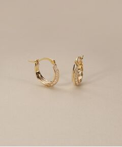COCOSHNIK / ココシュニック ピアス・イヤリング | K10ダイヤモンド しのぎテーパード フープピアス