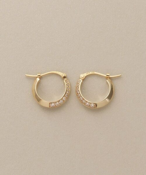 COCOSHNIK / ココシュニック ピアス・イヤリング | K10ダイヤモンド しのぎテーパード フープピアス | 詳細5