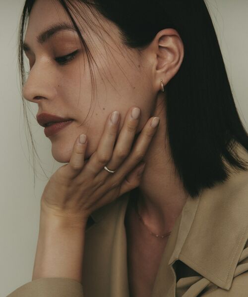 COCOSHNIK / ココシュニック ピアス・イヤリング | K10ダイヤモンド しのぎテーパード フープピアス | 詳細9