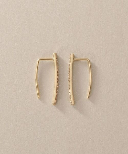 COCOSHNIK / ココシュニック ピアス・イヤリング | K10ダイヤモンド カーブライン フックピアス | 詳細3