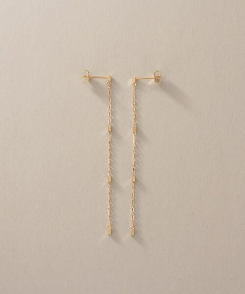 COCOSHNIK / ココシュニック ピアス・イヤリング | K10スクエアビーズチェーン スタッドピアス | 詳細4