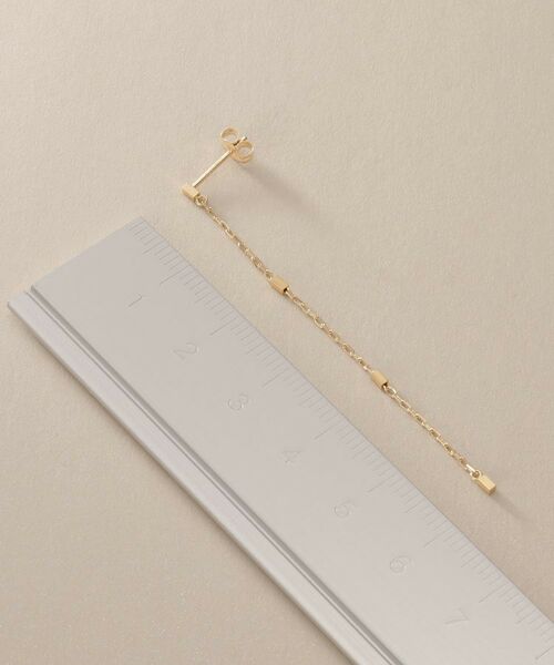 COCOSHNIK / ココシュニック ピアス・イヤリング | K10スクエアビーズチェーン スタッドピアス | 詳細5