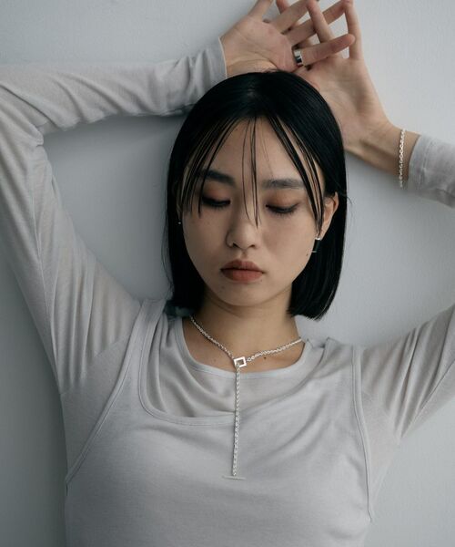 COCOSHNIK / ココシュニック ネックレス・ペンダント・チョーカー | シルバー カットケーブルチェーン レクタングルマンテルネックレス（55cm） | 詳細10