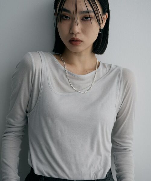 COCOSHNIK / ココシュニック ネックレス・ペンダント・チョーカー | シルバー カットケーブルチェーン レクタングルマンテルネックレス（55cm） | 詳細11