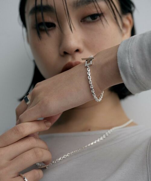 COCOSHNIK / ココシュニック ブレスレット・バングル | シルバー カットケーブルチェーン レクタングルマンテルブレスレット S | 詳細10