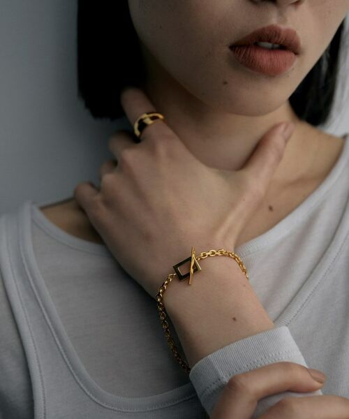 COCOSHNIK / ココシュニック ブレスレット・バングル | シルバー カットケーブルチェーン レクタングルマンテルブレスレット L GP | 詳細10