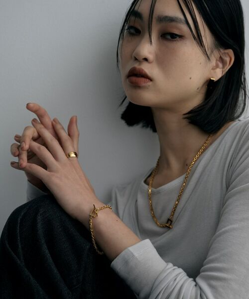 COCOSHNIK / ココシュニック ブレスレット・バングル | シルバー カットケーブルチェーン レクタングルマンテルブレスレット L GP | 詳細8