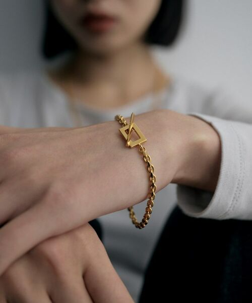 COCOSHNIK / ココシュニック ブレスレット・バングル | シルバー カットケーブルチェーン レクタングルマンテルブレスレット L GP | 詳細9