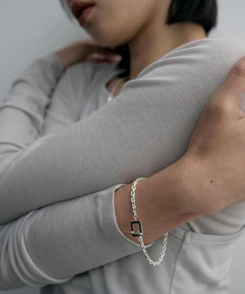 COCOSHNIK / ココシュニック ブレスレット・バングル | シルバー カットケーブルチェーン レクタングルマンテルブレスレット L | 詳細10