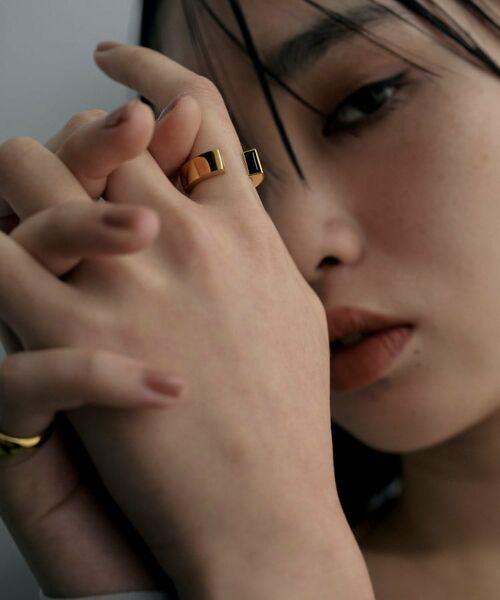 COCOSHNIK / ココシュニック リング | シルバー オニキス バケットカットオープンリング GP | 詳細7