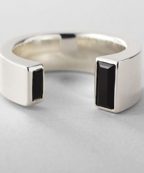 COCOSHNIK / ココシュニック リング | シルバー オニキス バケットカットオープンリング | 詳細4